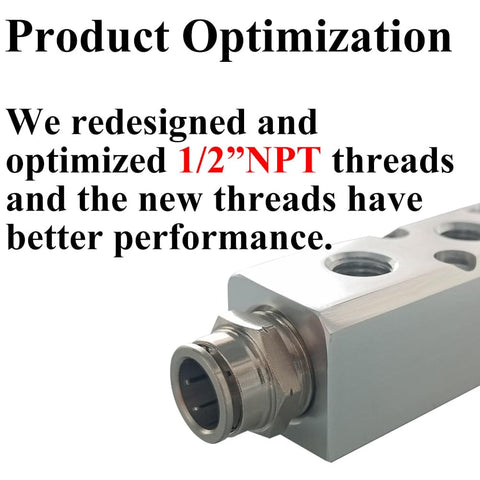 7 Port Aluminum Air Hose Inline Manifold Block Splitter 1/2 NPT Input 1/4 NPT Output Pneumatic Fitting optimization detail