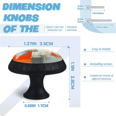 Legit Quality Crystal Cabinet Knobs Kick Up Your Daily Style With Bold Red Gray Abstract Mushroom Glass Drawer Pulls 4 Pack For Kitchen Bathroom Dresser Hardware Game Changer, 3.5cm glass pull with black base.