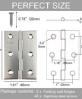 Heavy Duty 3 Inch Door Hinges Brushed Nickel Stainless Steel Set Bulletproof For Cabinets Furniture Doors Woodworking Hardware Pack dimensions and screw details.