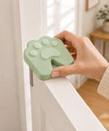 Six Pack Soft Foam Paw Shaped Door Stoppers For Finger Pinch Protection In Pastel Colors Sage Cream Peach Lavender Butter Yellow White
