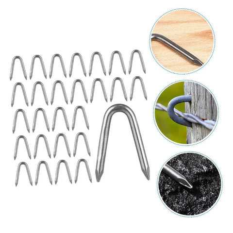 U Shaped Garden Stakes Nails For Fencing And Wire Mesh Easy Setup Quick Outdoor Installation Lightweight Iron Pegs 30 Pack