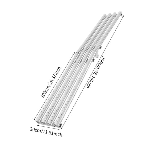 Foldable Unpowered Conveyor Roller Table Made To Last, Heavy Duty PE Belt With Four Rows Of Wheels For Warehouse Loading Dock And Factory, 78.74 Inches Long - top view showing dimensions.