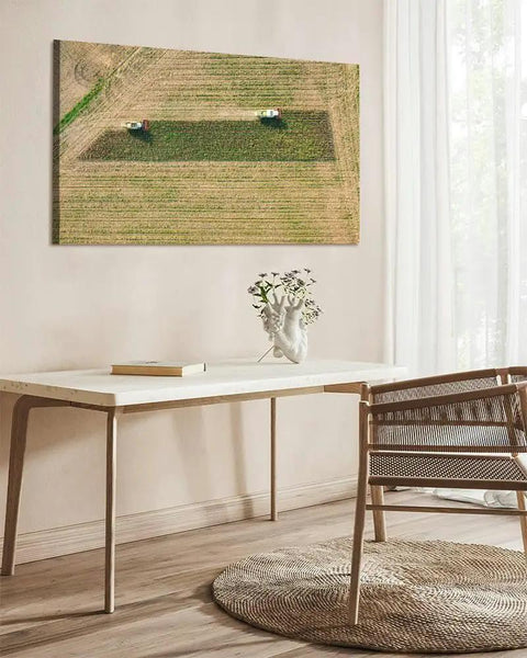 Aerial View Combine Harvester Canvas Wall Art 20x30 Inches for Living Room Bedroom Kitchen Office Decor Dope Farm Machinery