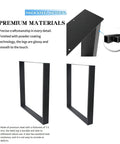 Heavy Duty Black Iron Square Tube Table Legs 16 Inches High And Wide For DIY Rustic Furniture Coffee Table Benches Set Of 2 Industrial Style Steel Construction Easy Install Built To Last with premium finish details