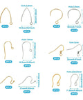 96Pcs Stainless Steel Earring Hooks Set Long V Shape Marquise Ear Wires With Circle Ball Dots And Horizontal Loops Gold Silver