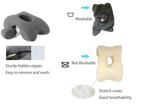 Memory Foam Wedge Desk Pillow For Napping And Travel Neck Support With Washable Velvet Cover shown with cover options