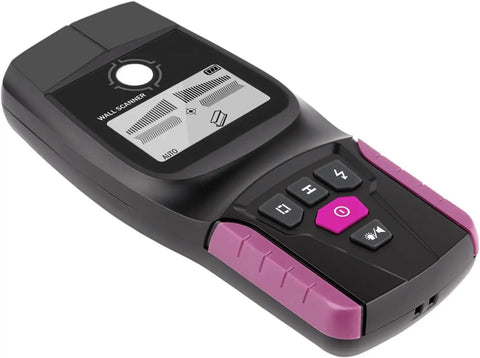 Stud Finder Wall Scanner, Electronic Stud Detector with LCD Display for Wood, Metal, AC Wire, and Joist - Center and Edge Finding Tool for Home Improvement and DIY, viewed from the side, showing buttons.