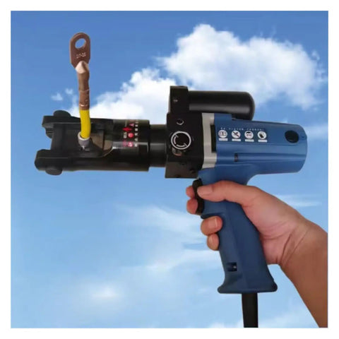 Elukht Yz 300a Electric Hydraulic Pliers For Copper And Aluminum Terminals in hand, showcasing ergonomic design and active use.