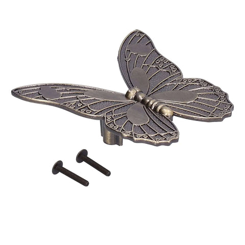 Butterfly-shaped knob with screws, Vintage Style Drawer Knob Pull Handle Set For Cabinets And Dressers Metal Retro Vibe Cabinet Hardware Classic Round Flared Knob For Doors And Drawers Durable Rustic Accent For Home Furniture.