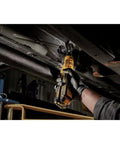 Mechanic uses Cordless 12V Max Three Eighth Inch Drive Ratchet Wrench With Brushless Motor Up To 60 Foot Pounds Torque LED Work Light