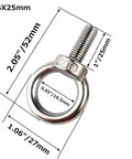 Beefy Stainless Steel Eye Bolts With Nuts Pack Of Four Quarter Inch By One Inch Lifting Rings With Dimensions Illustrated
