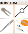 3 In 1 Motorcycle Fork Service Tool Kit With Fork Oil Level Tool Markings, Fork Spring Compressor And Damper Rod Bleeder shown