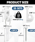 Heavy Duty Wire Shelf Clips With Screws And Anchors For Closet Wall Brackets White Plastic Shelving Hardware 25 Pack showing size and components.