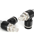 Three Pack Push To Connect Air Line Fittings With One Quarter Inch Tube Outer Diameter And One Eighth Inch NPT Threads 90 Degree Elbow