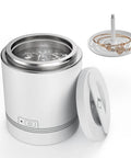 Portable Ultrasonic Jewelry Cleaner 42kHz 7.4 Oz 220ml Deep Cleaning Machine for Dentures Retainers Aligners Jewelry Coins White Go To At Home Sonic Cleaner with open stainless steel tank and jewelry holder.