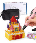 3D Printing Pen Kit With Adjustable Temperature And Stepless Speed For PLA And ABS Ceramic Nozzle LCD Display Pink Color