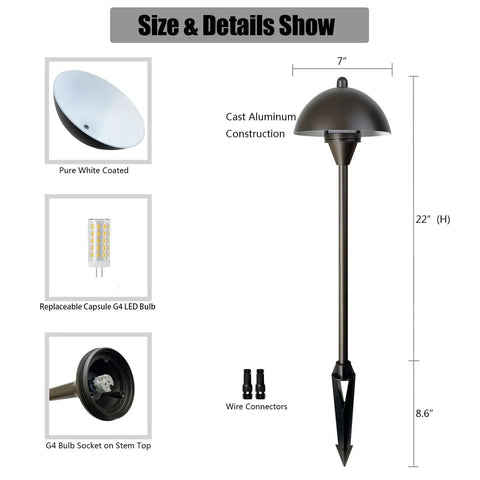 Go To Low Voltage G4 LED Path Lights For Outdoor Landscape Lighting In Oil Rubbed Bronze With Warm White Glow Pack Of 2 details
