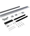 Components of Concealed Sliding Barn Door Kit With Soft Close Hardware, 40x86 Inches, showing aluminum track and installation parts