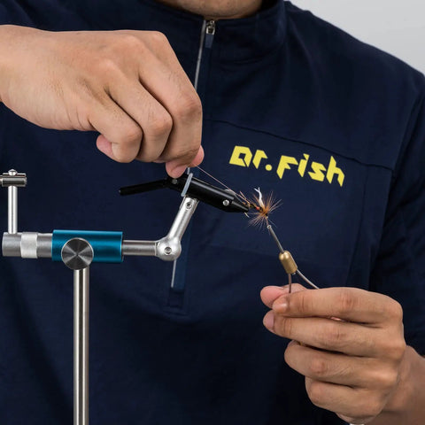 Person using Ultra Lightweight Rotary Fly Tying Vise With 360 Degree Rotation Aluminum Alloy Build Rust Free for jig tying.