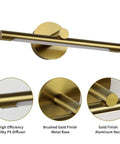 16.33 Inch LED Picture Light Wall Mount For Art And Photos, brushed gold finish, aluminum neck, milky PS diffuser.