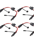 Hella Durable SAE Extension Cable For Charger One Foot 14AWG Cord With 20 Amp Rating features tool free design, four units shown.