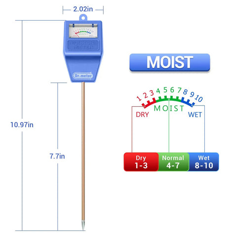 Practical Soil Moisture Meter For Plants And Garden Hygrometer Sensor with measurement details and moisture readings