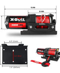 12V 3000Lbs Winch With Synthetic Rope For ATV UTV Off Road Beefy Workhorse featuring dimensions and mounting bracket