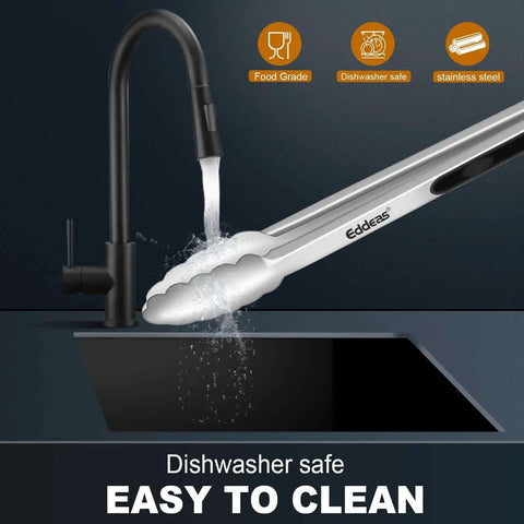 Heavy Duty Stainless Steel Kitchen Tongs Set Of 3 7 Inch 9 Inch And 12 Inch Heat Resistant To 600 Degrees Locking Tongs Dishwasher Safe