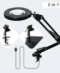 12X Magnifying Glass With Light And Stand, Hands Free 2 In 1 LED Magnifier with adjustable arm and USB cable for DIY projects