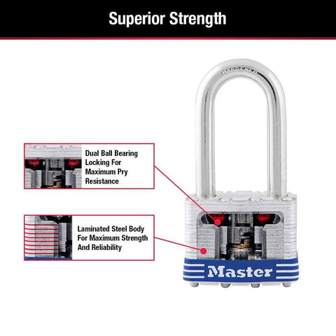 Two Pack Laminated Steel Padlocks With Keys Keyed Alike, cutaway view showing dual ball bearing locking and laminated steel body.