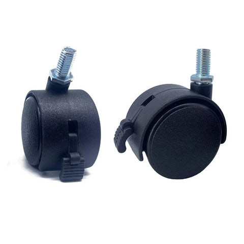 4 Pieces M8 Swivel Stem Caster Wheels With Locking Brakes Nylon Replacement Caster For Furniture Wheel Diameter 39mm Side View