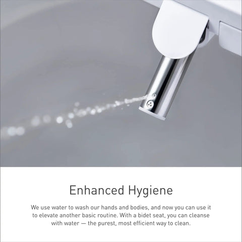 Elongated Electric Bidet Toilet Seat No Fuss With Dual Nozzles For Front And Rear Cleaning detail of nozzle spraying water