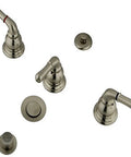 Bidet Faucet With 3 Lever Handles Satin Nickel Finish, Brass Pop Up Drain Included, One Half Inch IPS Connection, Premium Brass Construction