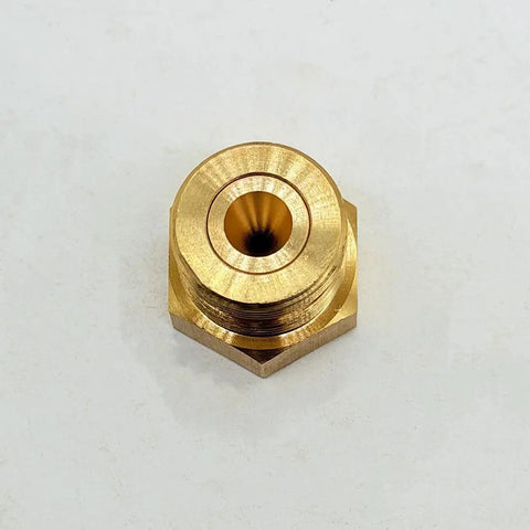 0.195mm Ruby EDM Wire Guide Nozzle With Flat Head And Extended Height For Wire Cutting Machines, top view, gold finish
