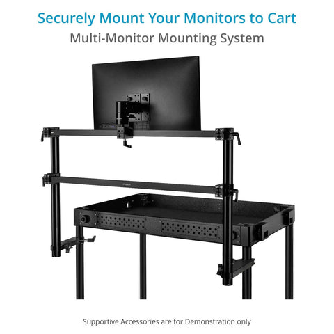 Heavy Duty Multi Monitor Cart Mount With Standard Baby Pin Connector Rock Solid Build Handles Sixty Pounds Like A Boss For Broadcast Pros And Location Shoots Ready To Roll
