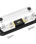 Top Notch ANL Fuse Holder Set Loaded With 600A Fuse And M10 Stud Terminals Max 750A Heat Bashing Capacity gold plated contacts and screws.