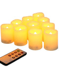 Bulk Set Of 10 Flameless Votive Candles With Remote And Timer, Battery Operated Tealights With Realistic Outdoor Flicker