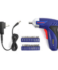 3.6 Volt cordless rechargeable screwdriver with bits and charger, part of 125 Piece Household Tool Kit With 3.6 Volt Cordless Rechargeable Screwdriver