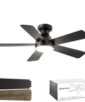 Ceiling Fans With Lights 42 Inch Low Profile Flush Mount With Remote Control Quiet Five Blade Reversible 3CCT Dimmable LED Lighting Sleek Black