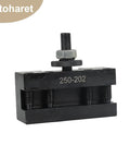BXA Wedge Style Mini Lathe Tool Post Rack For Machines Up To 15 Inch Swing Heavy Hitter with black steel construction.