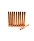 10 copper 10N24 TIG Weld Collet 3/32 Inch 2.4mm Electrode Holder For WP-17 WP-18 WP-26 arranged vertically with one lying down