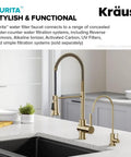 Hella Durable Standalone Kitchen Water Filter Faucet In 100 Percent Lead Free Brass With A Slick Spot Free Antique Champagne Bronze Finish for filtered water in a kitchen sink.