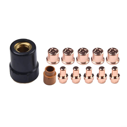 Plasma cutter consumables kit for Trafimet VersaCut 40, includes five copper electrodes and nozzles, precision cutting parts.