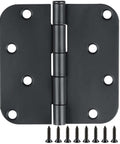 Matte black four inch radius door hinge with screws, part of the Three Pack Matte Black Four Inch Radius Door Hinges Five Eighths Inch Heavy Duty Residential Door Hardware With Twenty Four Free Screws Built To Last And Easy Install For Interior Exterior Doors And Gates.
