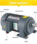 Badass Three Phase Gear Reducer With 380V Horizontal Mount And Variable Frequency Speed Motor showing junction box and outlet.