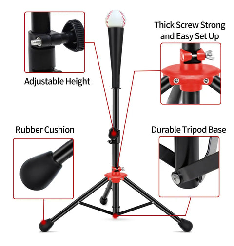 Portable 7x7 Baseball Practice Net For Batting Hitting And Pitching, Heavy Duty Steel Frame, Baseball Tee with adjustable height