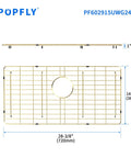 Rock Solid Gold 304 Stainless Steel Sink Grid Protector Covers 28 by 14 Inch Single Bowl with Rear Drain heavy duty grid layout