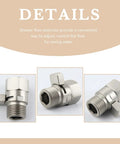 Universal Shower Head Flow Restrictor With G One Half Inch Adapter One Handed Non Slip Lever For Easy Flow Control Fits Most Shower Heads Brushed Nickel Finish, brushed nickel adapter detail