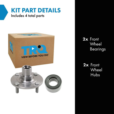 2 Piece Front Wheel Bearing And Hub Kit For 2000 Through 2006 Nissan Sentra, showing hub, bearing, box.