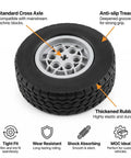 Top Tier Replacement Tires And Rims For Building Blocks 62 mm By 20 mm Rubber Wheels with thickened rubber and anti-slip tread.
